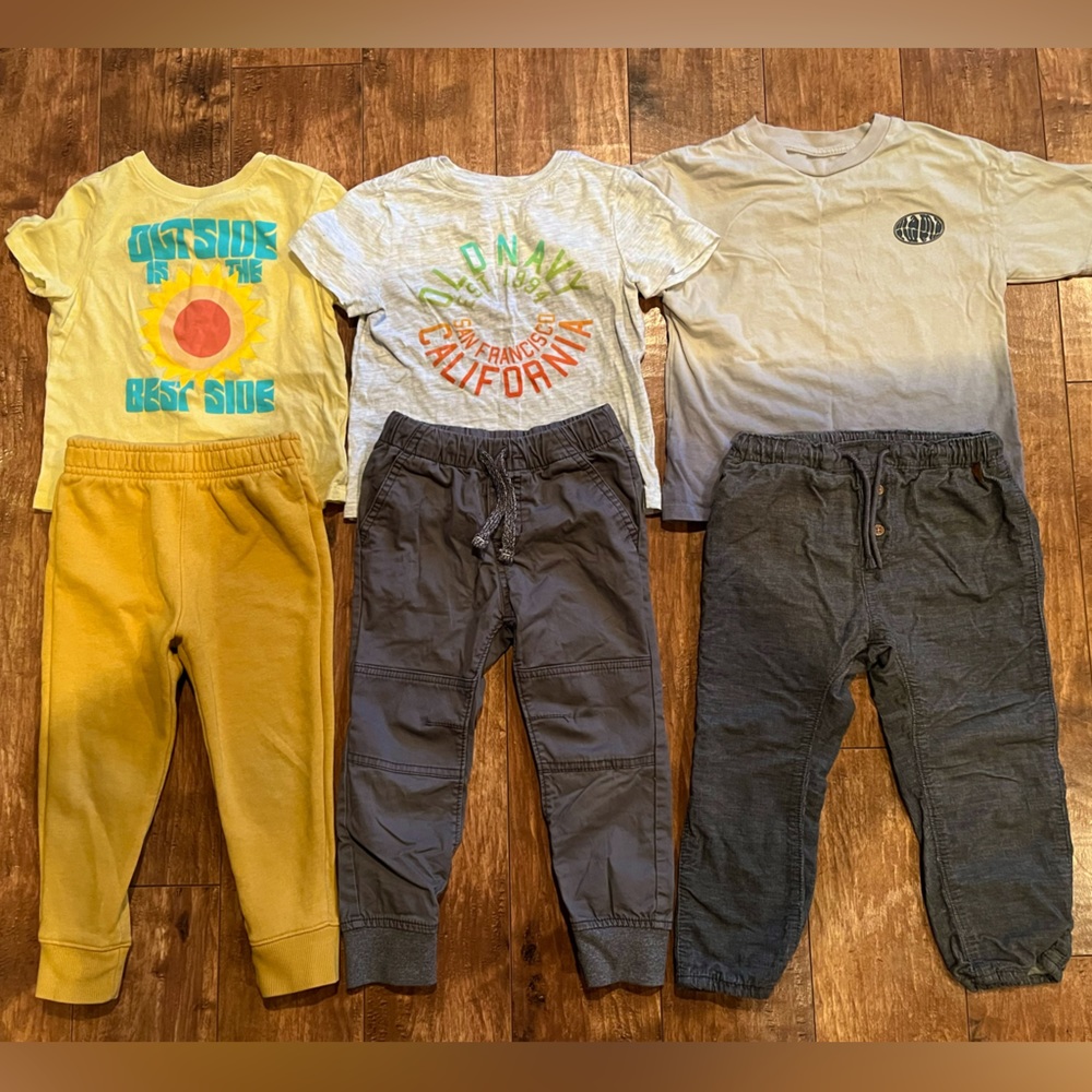 Lot of (6) Pieces- 3T Boys Shirts + Bottoms Sets, Size 3T Shirts Pants, 3T Lot